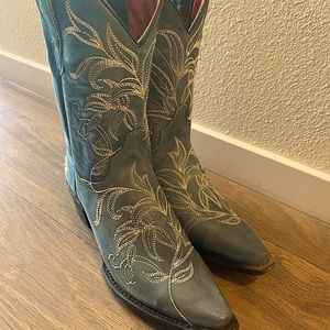 Dan Post Women's Blue Leather Snip Toe Boots